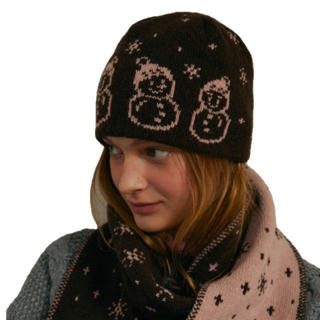 Cartoon Snowman Knit Beanie Soft Warm Winter Hat