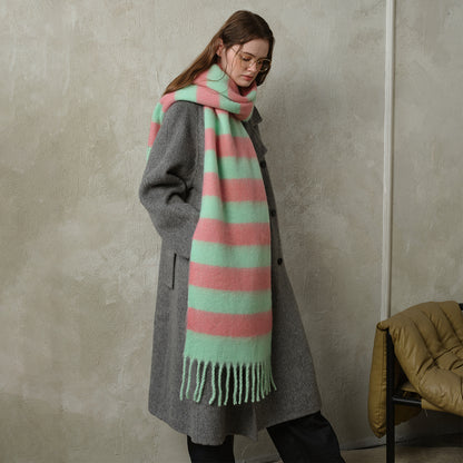 Plaid Fringe Acrylic Scarf Warm Cozy Shawl for Women