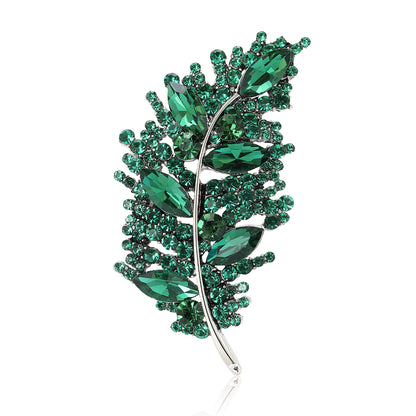 Creative Leaf Brooch with Rhinestones for Women