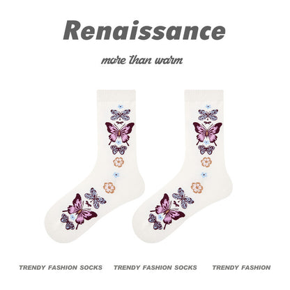 Renaissance Embossed Mid Calf Cotton Socks