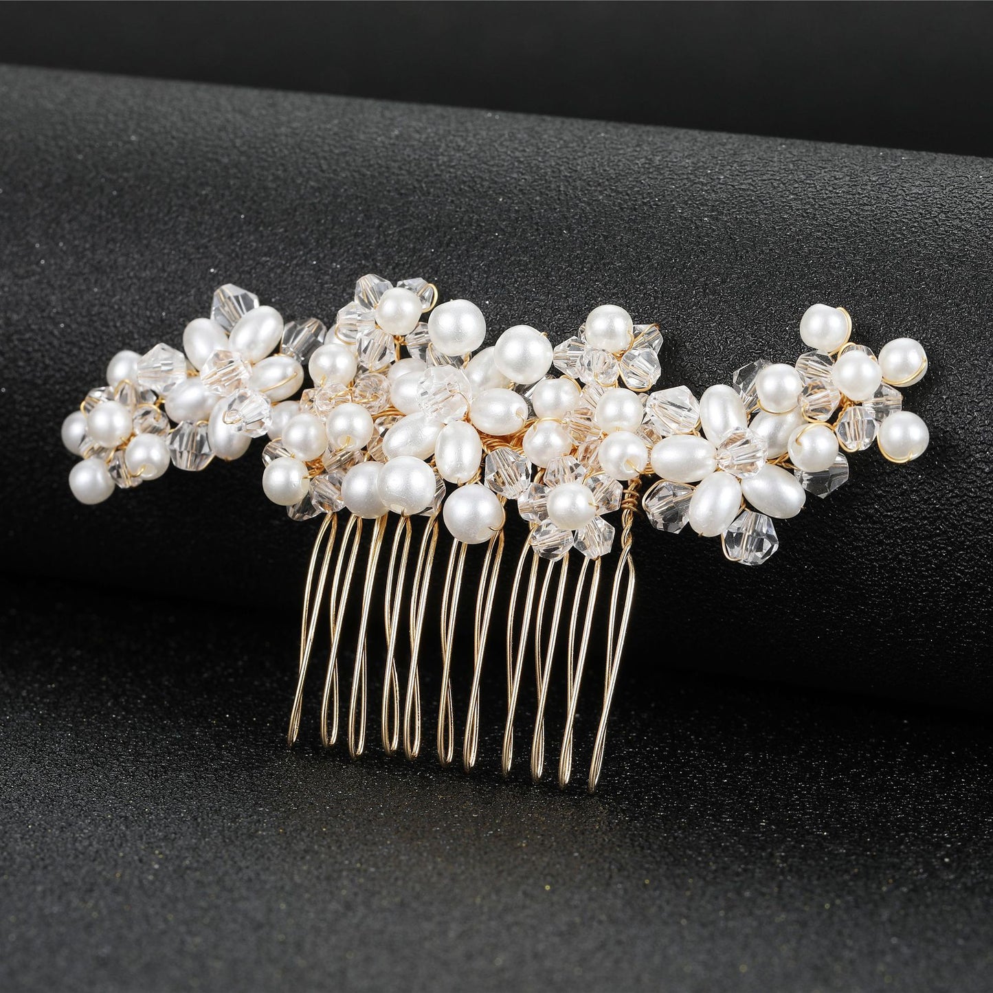 Handcrafted Pearl Crystal Wedding Hair Comb Bridal Hairpiece