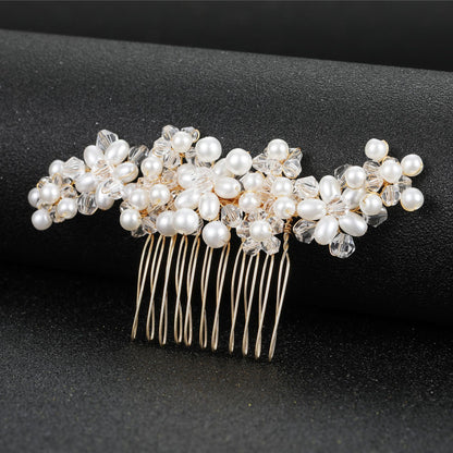 Handcrafted Pearl Crystal Wedding Hair Comb Bridal Hairpiece