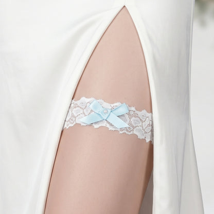 Bridal Lace Garter Belt with Rhinestones and Pearls for Elegant Weddings
