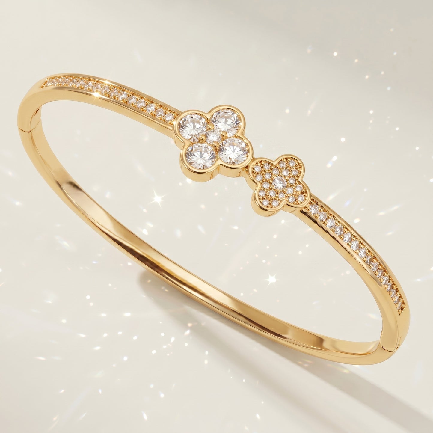 High-End Zirconia Stone Bangle with Nail Design for Weddings and Parties