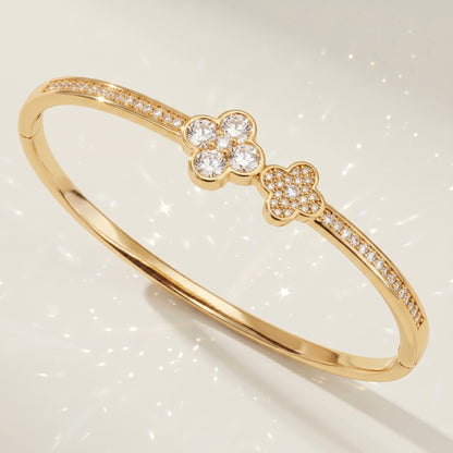 High-End Zirconia Stone Bangle with Nail Design for Weddings and Parties