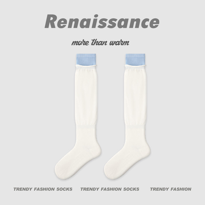 Renaissance Retro Mesh Mid Calf Socks Breathable Cotton