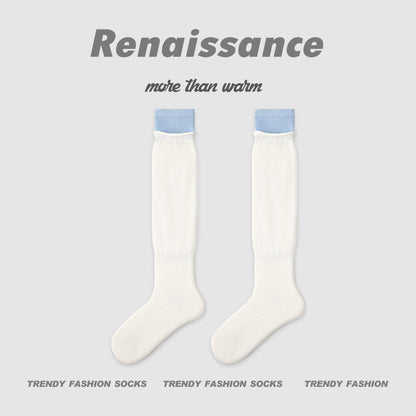 Renaissance Retro Mesh Mid Calf Socks Breathable Cotton