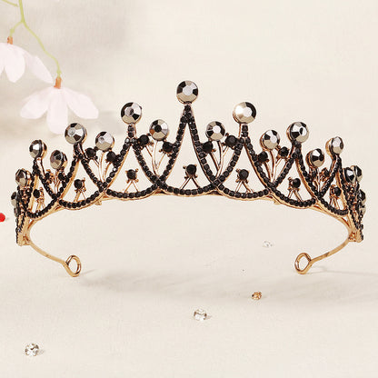 Dark Fantasy Alloy Crown with Rhinestones for Halloween Parties