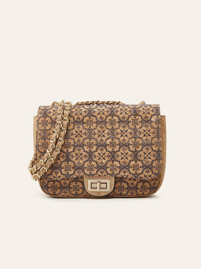 Vintage Ethnic Print Cork Crossbody Bag Fashion Shoulder Bag