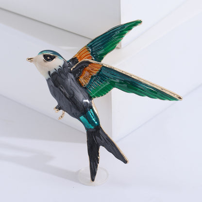 Colorful Swallow Enamel Brooch Elegant Unisex Pins
