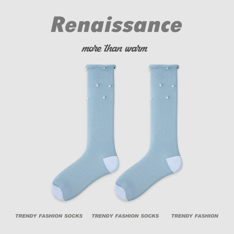 Seamless Pearl Colorblock Nylon Moisture Wicking Socks