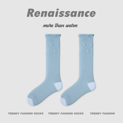 Seamless Pearl Colorblock Nylon Moisture Wicking Socks