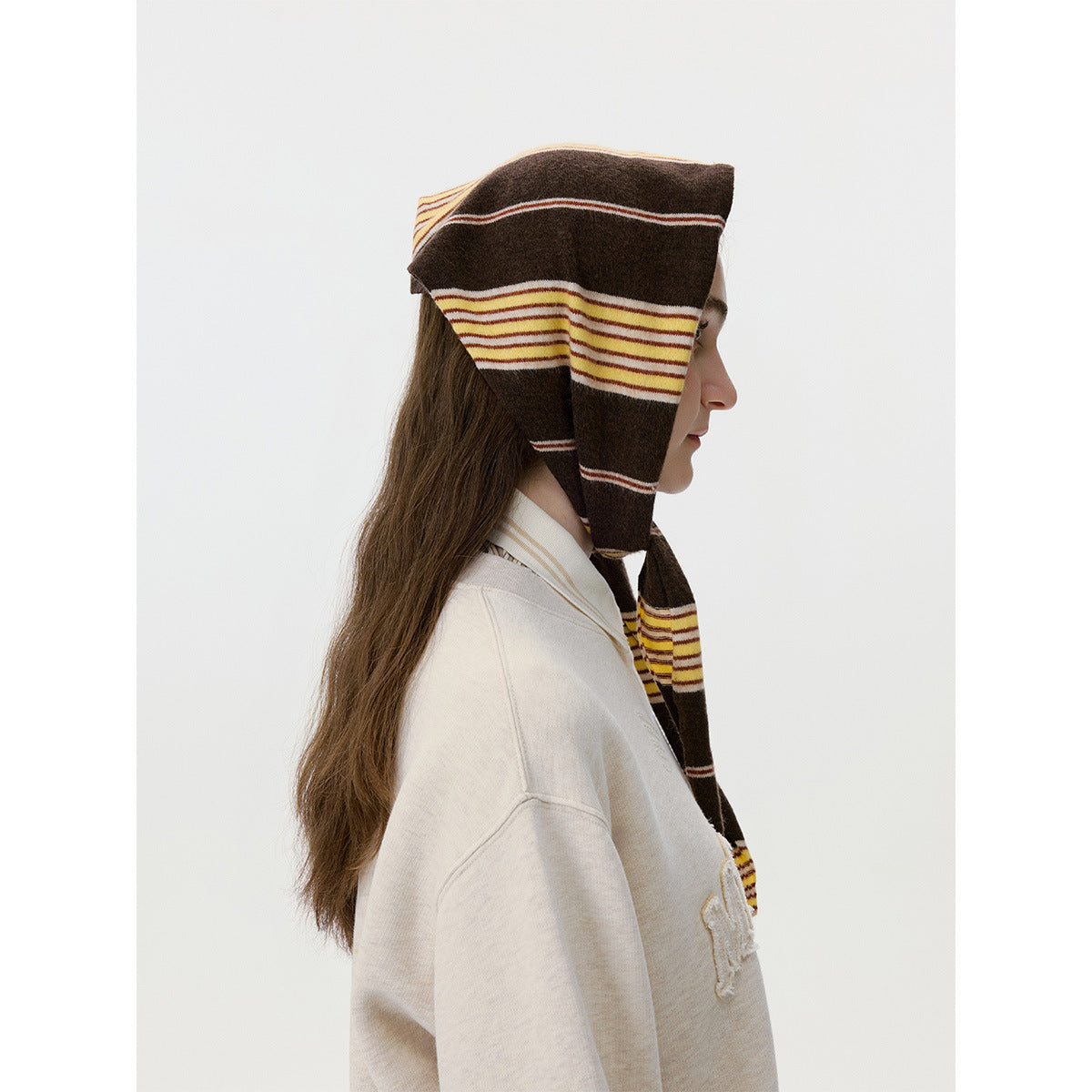 Striped Knitted Triangle Scarf Women’s Trendy Neck Wrap