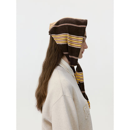 Striped Knitted Triangle Scarf Women’s Trendy Neck Wrap