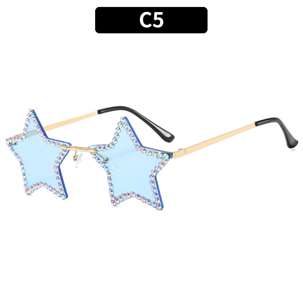 Trendy Geometric Star-Shaped Sunglasses with Metallic Frame