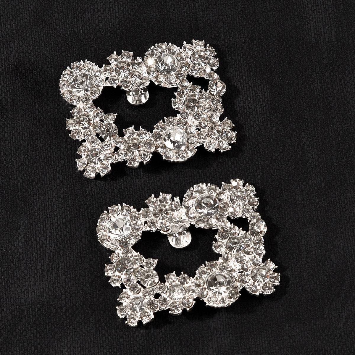 Square Crystal Metal Bridal Shoe Clips Accessories