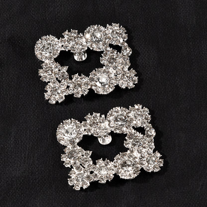 Square Crystal Metal Bridal Shoe Clips Accessories