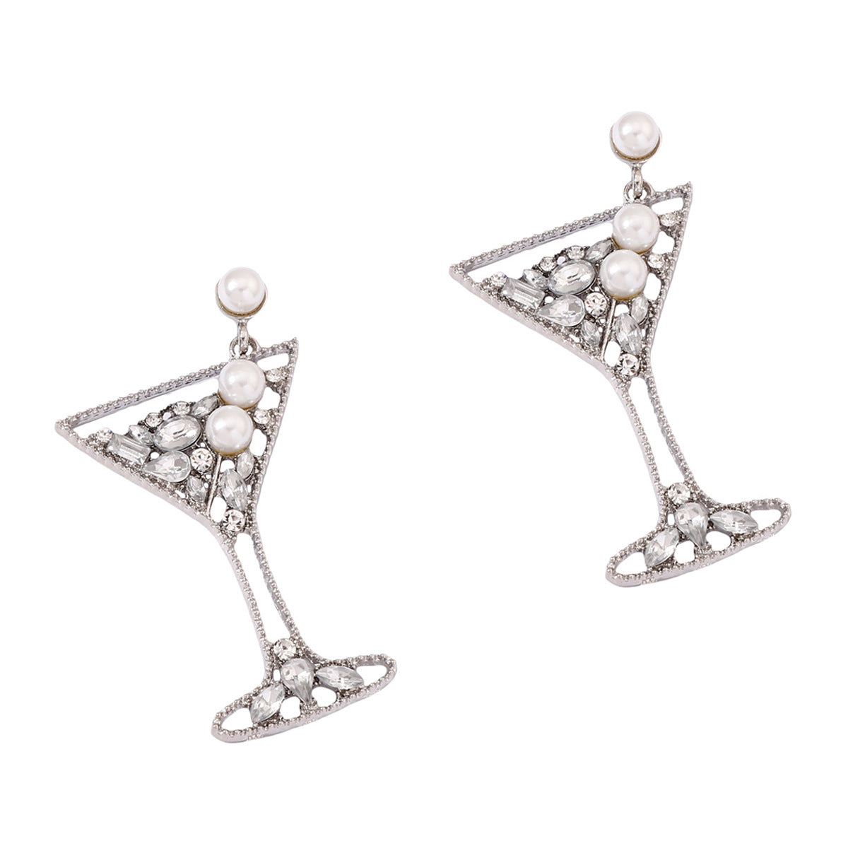 Pearl Pave Crystal Hollow Alloy Drop Earrings Chic