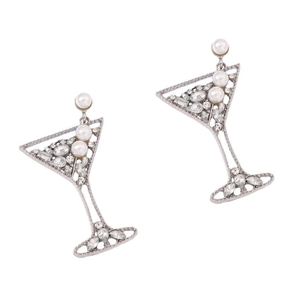 Pearl Pave Crystal Hollow Alloy Drop Earrings Chic