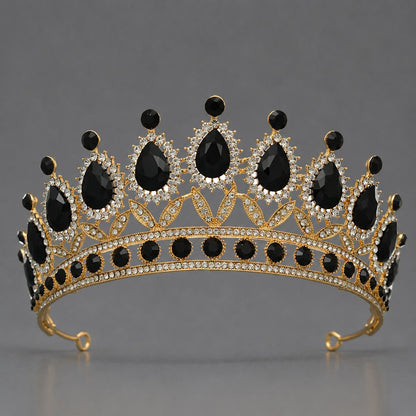 Dark Fantasy Alloy Crown with Rhinestones for Halloween Parties