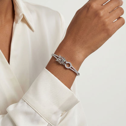 High-End Zirconia Stone Bangle with Nail Design for Weddings and Parties