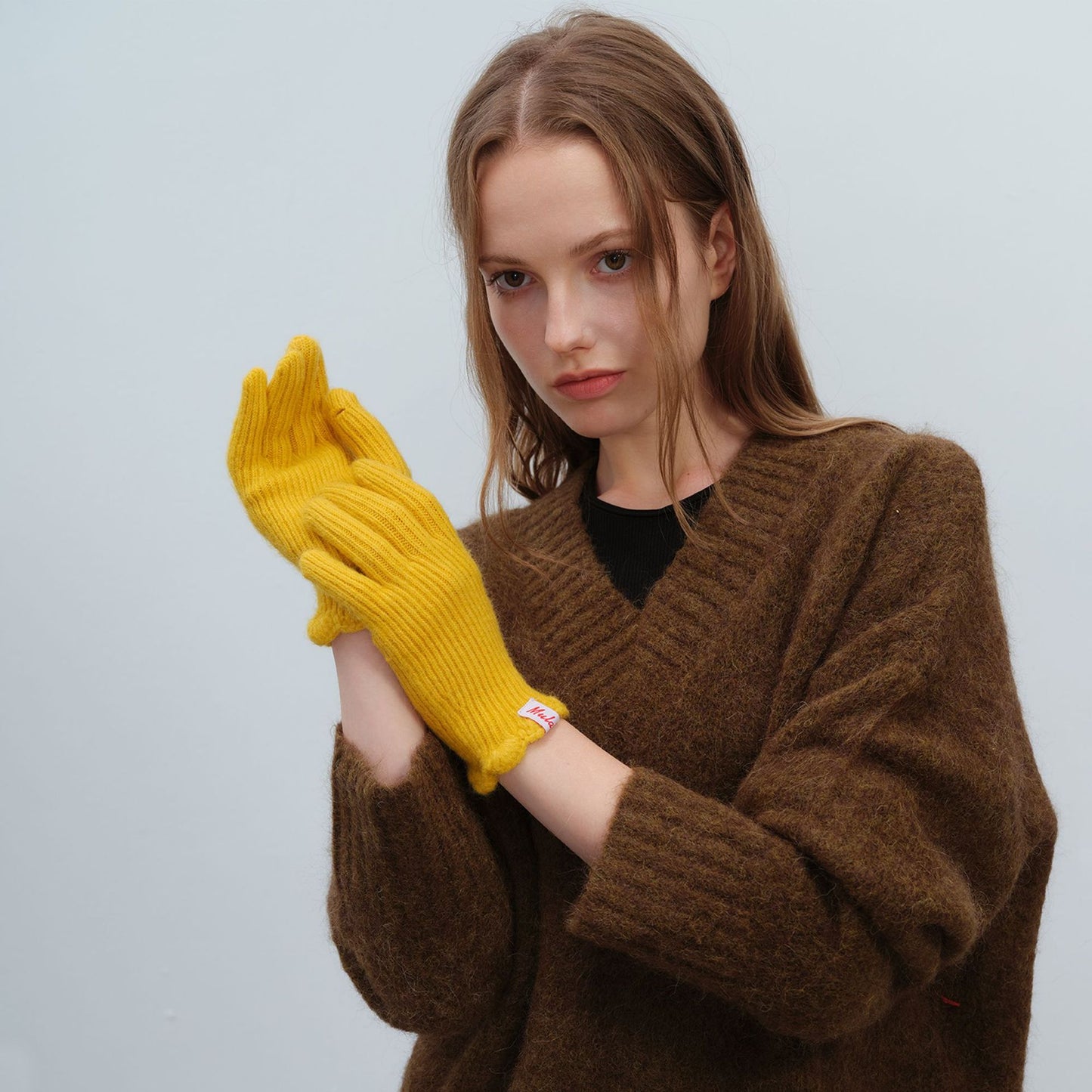 Wool Fingerless Touchscreen Gloves Warm Mittens for Women