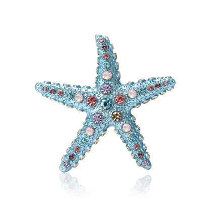 Tropical Starfish Brooch Alloy Rhinestone Pin Fashion Accessory