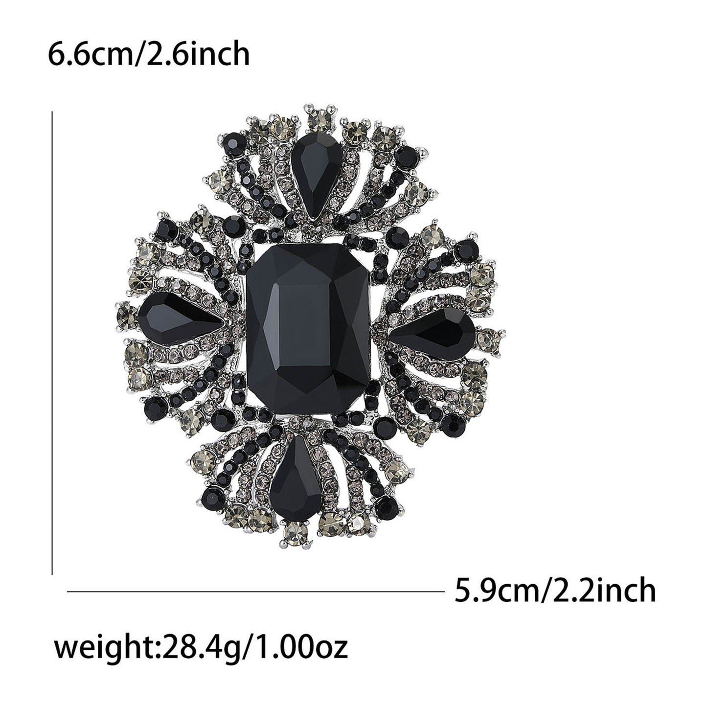 Luxury Alloy Crystal Brooch for Women Elegant Geometric Lapel Pin