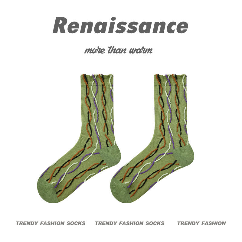 Renaissance Embossed Mid Calf Cotton Socks