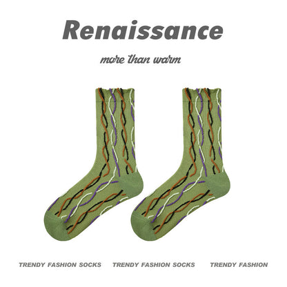 Renaissance Embossed Mid Calf Cotton Socks