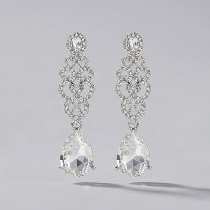 Vintage Floral Alloy Rhinestone Earrings Elegant Daily Drops