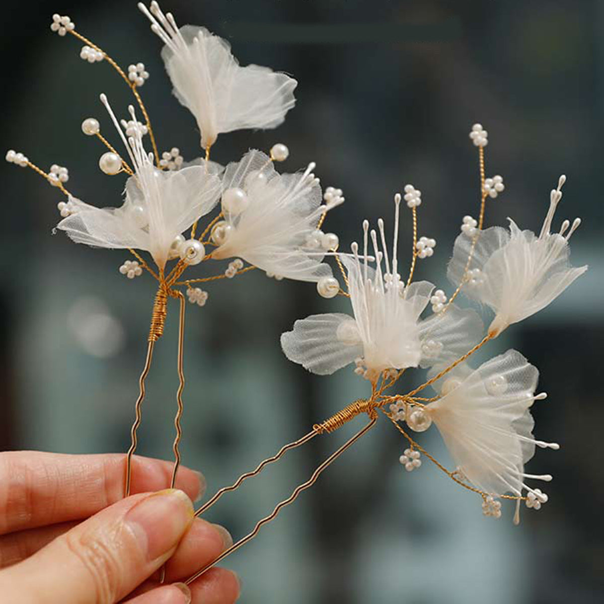 Handcrafted Floral Bridal Hairpins Wedding Hair Accessory