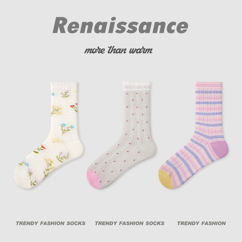 Socks Diamond Mesh Cotton Moisture Wicking Casual