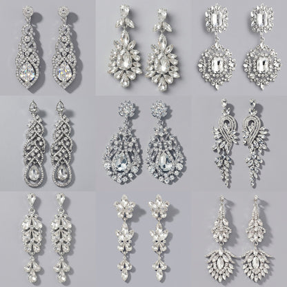 Vintage Floral Alloy Rhinestone Earrings Elegant Daily Drops