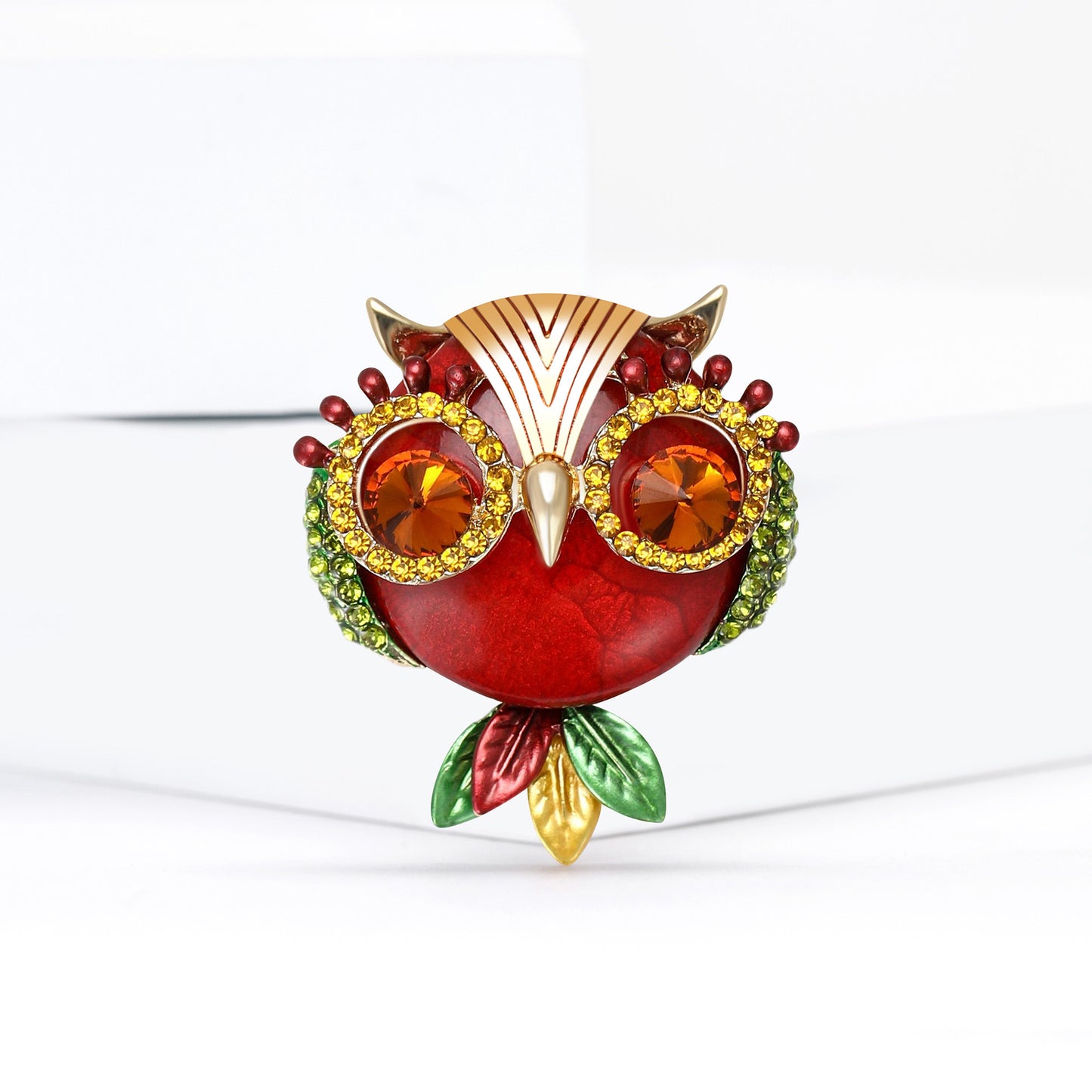 Fashion Owl Brooch With Rhinestones Vintage Alloy Scarf Pin