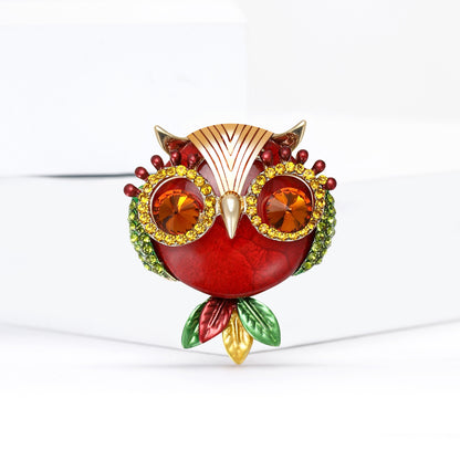 Fashion Owl Brooch With Rhinestones Vintage Alloy Scarf Pin