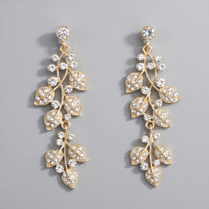 Vintage Floral Alloy Rhinestone Earrings Elegant Daily Drops