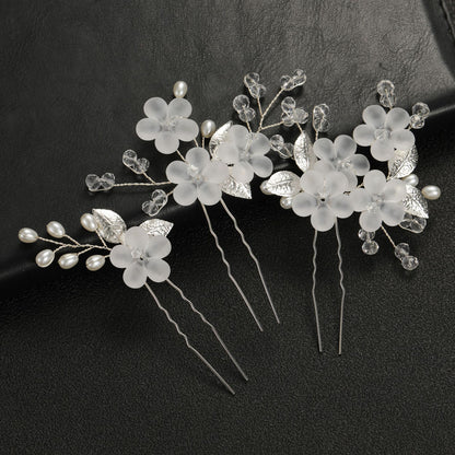Flower Leaf U Shaped Hair Pins Bridal Hair Accessory