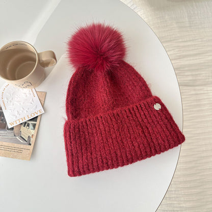 Trendy Solid Color Knit Beanie with Pom-Pom for Unisex