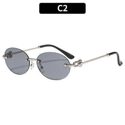 Trendy Metal Oval UV400 Sunglasses for Outdoor Activities