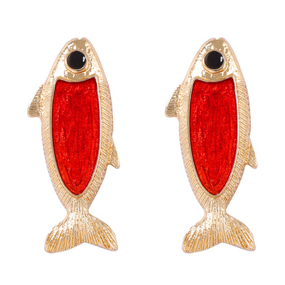 Stud Earrings Koi Fish Alloy Vintage Chic Everyday