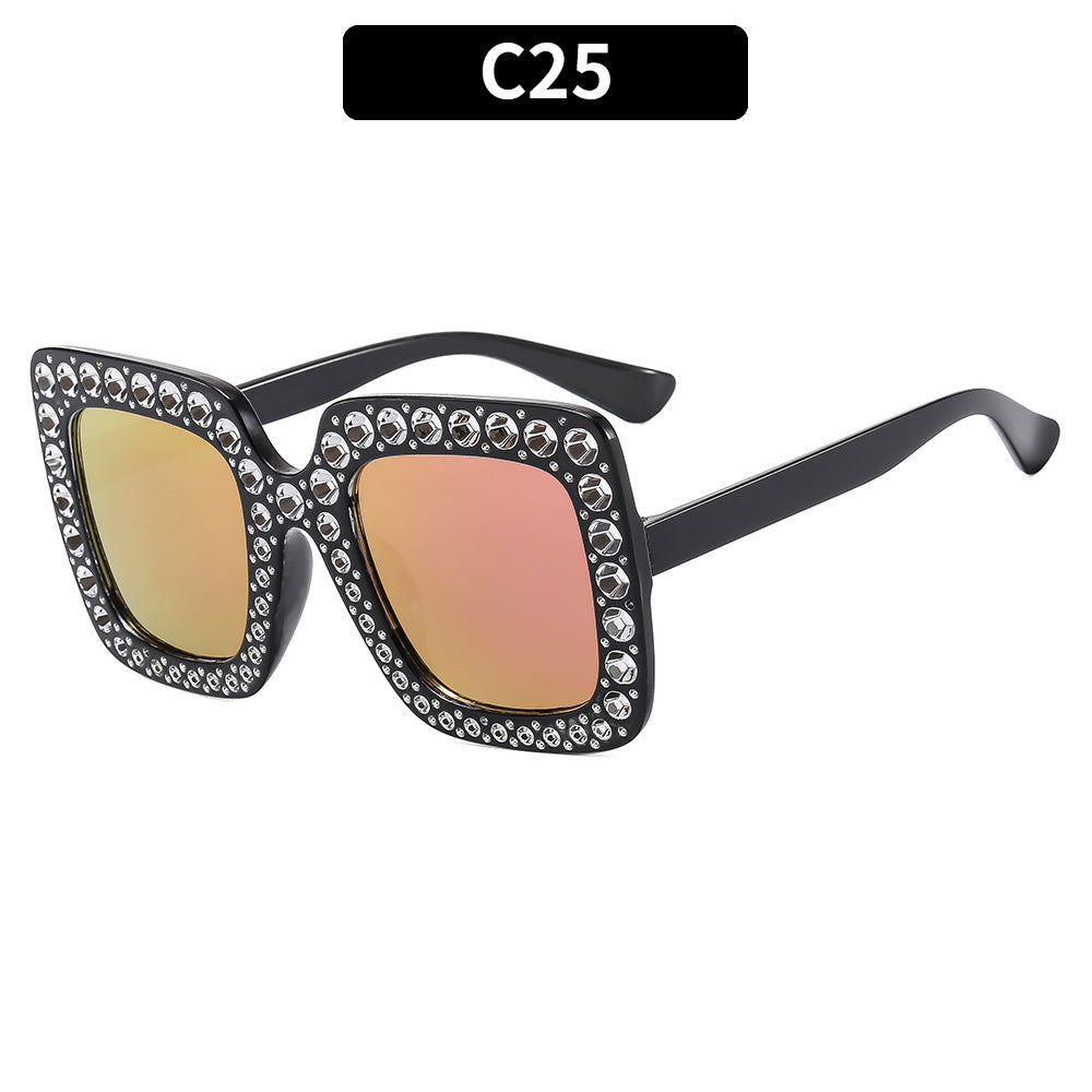 Colorful Gemstone-Embellished Disco Sunglasses Retro Style
