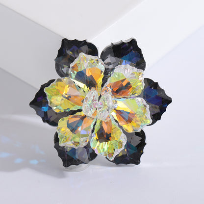 Luxury Crystal Flower Brooches Stylish Women's Floral Pins