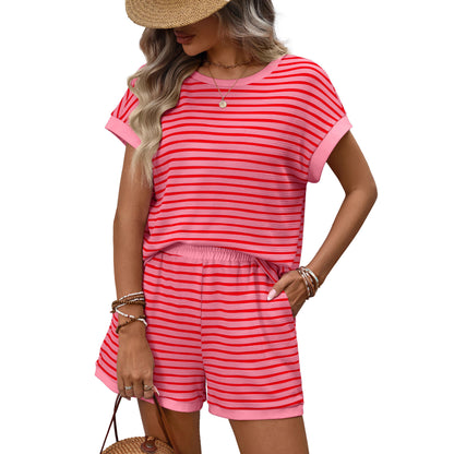 Trendy Casual Two-Piece Set Short Sleeve T-Shirt and Shorts