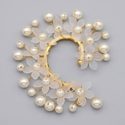 Handcrafted Pearl and Crystal Floral Earrings - Elegant and Versatile Accessories