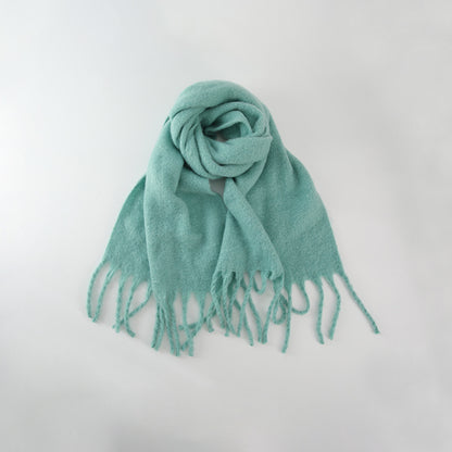 Chic Solid Color Faux Cashmere Scarf With Tassels for Women