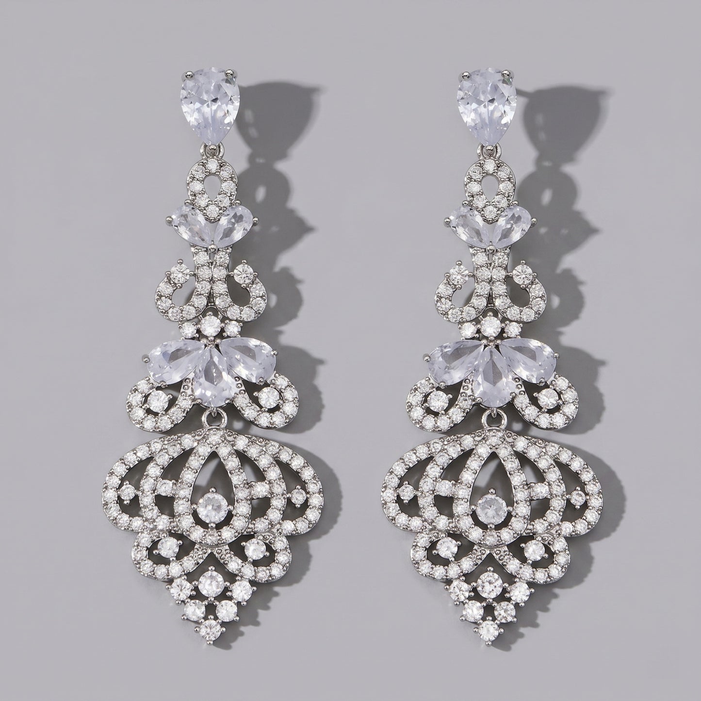 Vintage Floral Alloy Rhinestone Earrings Elegant Daily Drops