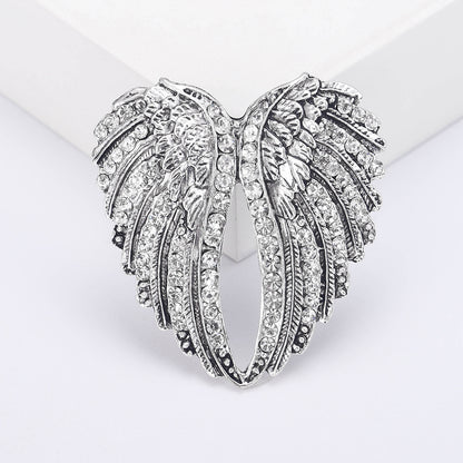 Retro Wing Brooch Decorative Alloy Rhinestone Fashion Accessory