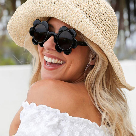 Trendy Floral Sunglasses Stylish Heart-Shaped UV400 Protection