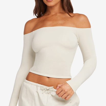Long Sleeve Yoga Top With U-Neck Design & Open Back for Women